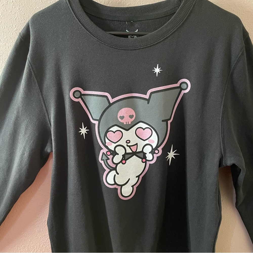 Black Kuromi By Sanrio Heart Crewneck Sweater